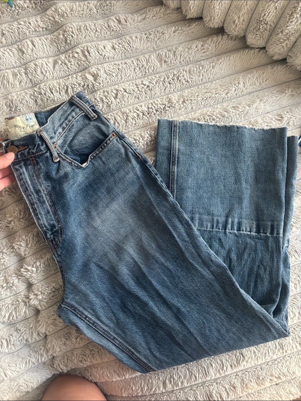 Free People Blue Wide-Leg High-Rise Jeans